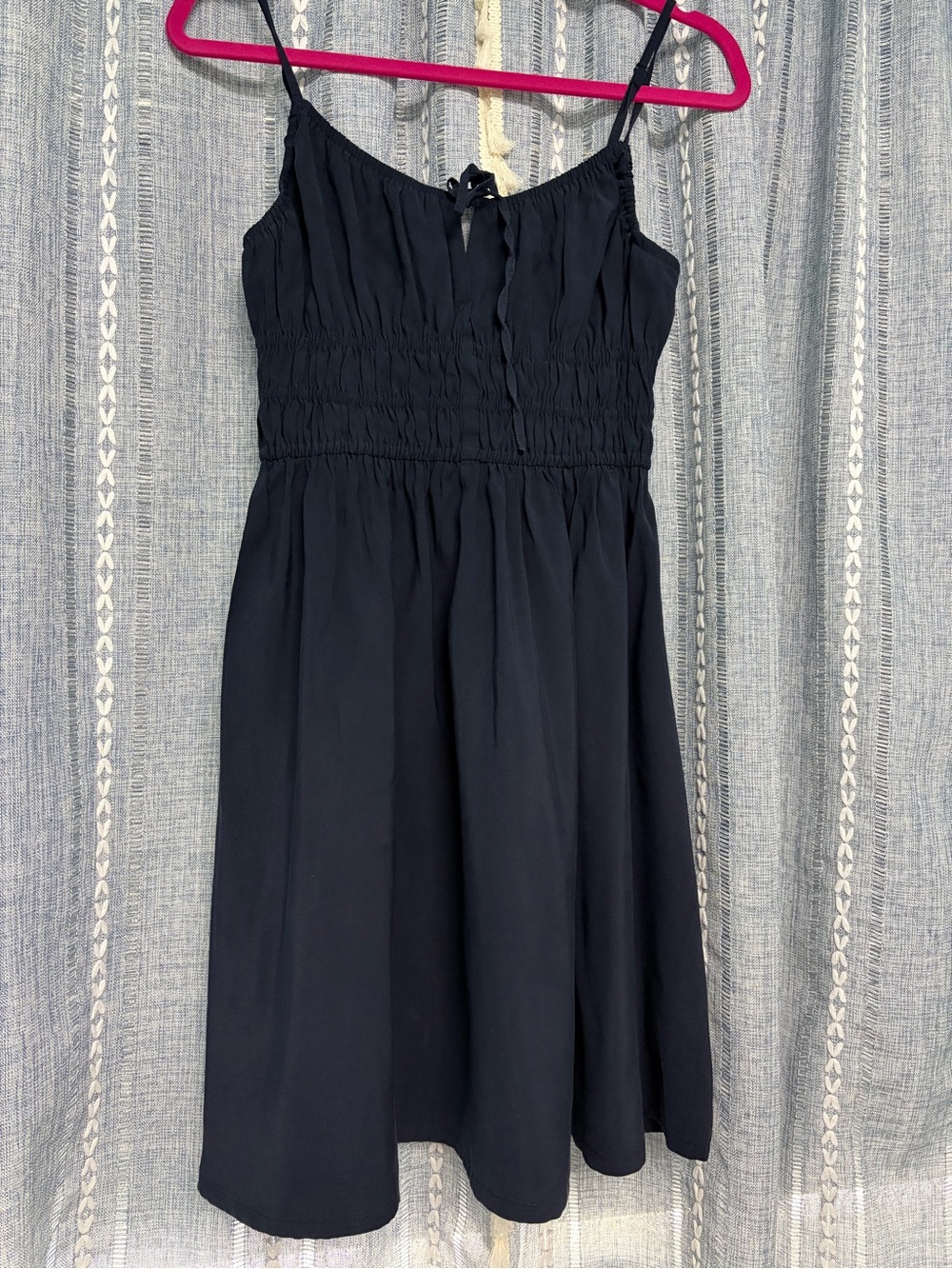 La Vie En Rose Navy Smocked Waist Spaghetti Strap Mini Dress